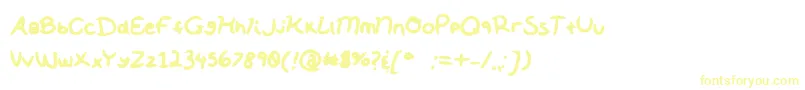 フォントSoftNotes – 白い背景に黄色の文字