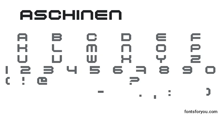 Schriftart Maschinen – Alphabet, Zahlen, spezielle Symbole