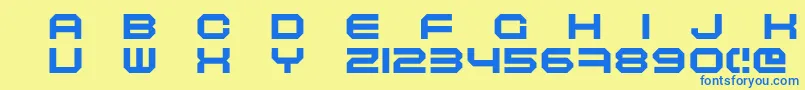 Maschinen Font – Blue Fonts on Yellow Background