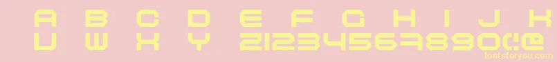 Fonte Maschinen – fontes amarelas em um fundo rosa