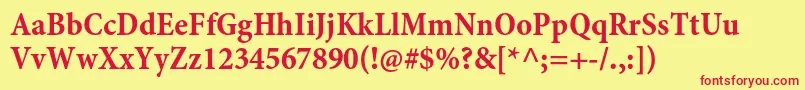 MinionproBoldcncapt Font – Red Fonts on Yellow Background