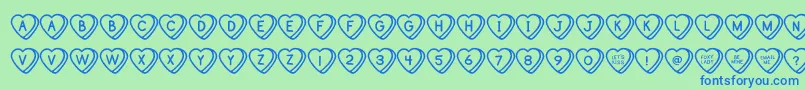 SweetHeartsOt Font – Blue Fonts on Green Background