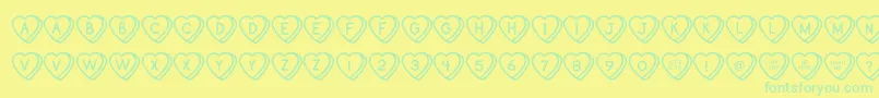 Saiba mais sobre a fonte SweetHeartsOt Fonte SweetHeartsOt – fontes verdes em um fundo amarelo