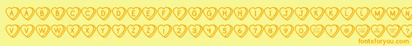 SweetHeartsOt Font – Orange Fonts on Yellow Background