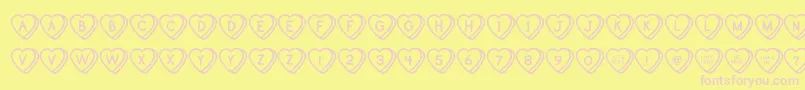 SweetHeartsOt-fontti – vaaleanpunaiset fontit keltaisella taustalla