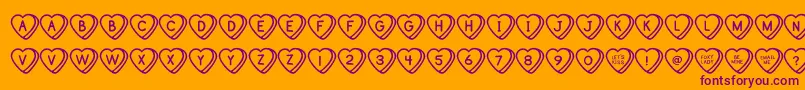 Шрифт SweetHeartsOt – фиолетовые шрифты на оранжевом фоне