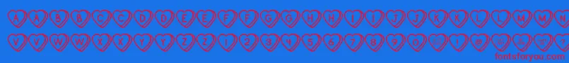 Fonte SweetHeartsOt – fontes vermelhas em um fundo azul