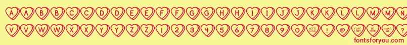 SweetHeartsOt Font – Red Fonts on Yellow Background