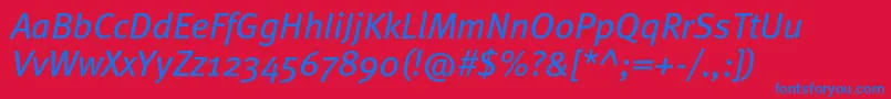 MetabookcItalic Font – Blue Fonts on Red Background