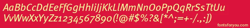 Шрифт MetabookcItalic – жёлтые шрифты на красном фоне