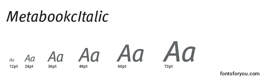 Размеры шрифта MetabookcItalic