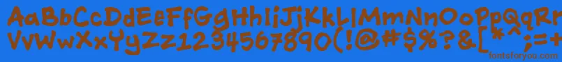 フォントAshcanBbBold – 茶色の文字が青い背景にあります。