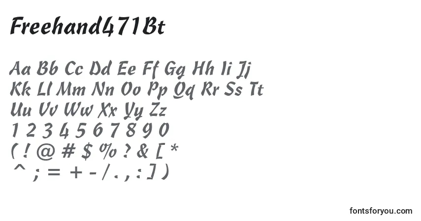 Шрифт Freehand471Bt – алфавит, цифры, специальные символы