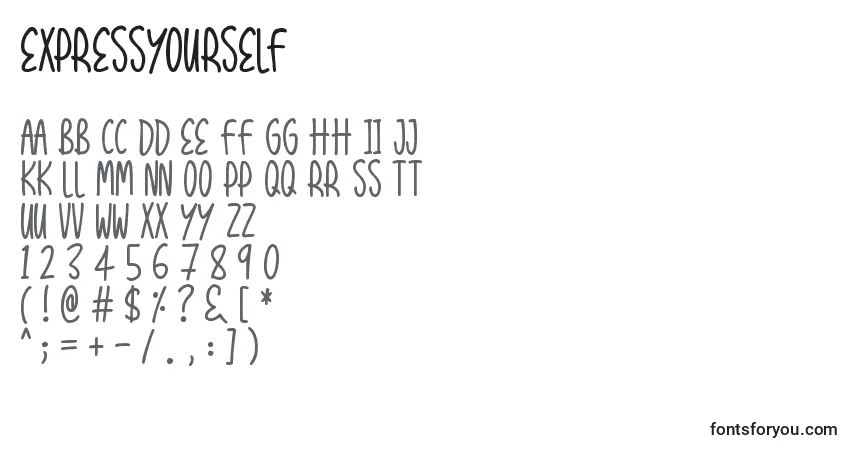 Fuente ExpressYourself - alfabeto, números, caracteres especiales