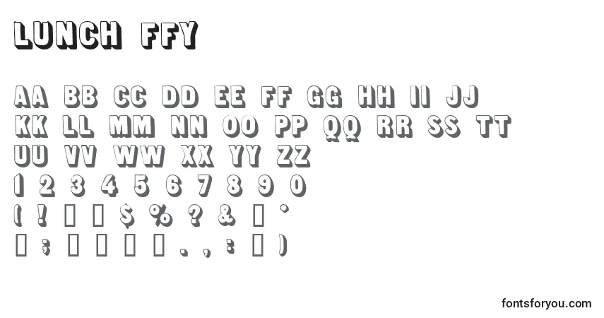 Schriftart Lunch ffy – Alphabet, Zahlen, spezielle Symbole