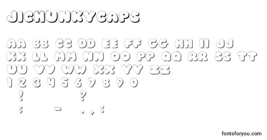 A fonte JiChunkyCaps – alfabeto, números, caracteres especiais