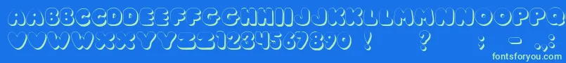 JiChunkyCaps Font – Green Fonts on Blue Background