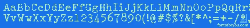 TypowriterShakyDemo Font – Green Fonts on Blue Background