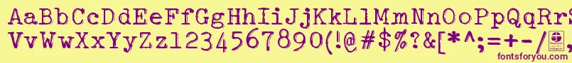 TypowriterShakyDemo Font – Purple Fonts on Yellow Background