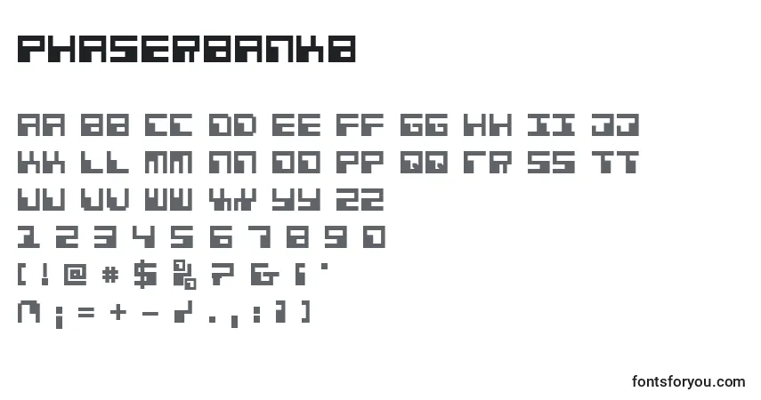 Phaserbankb-fontti – aakkoset, numerot, erikoismerkit