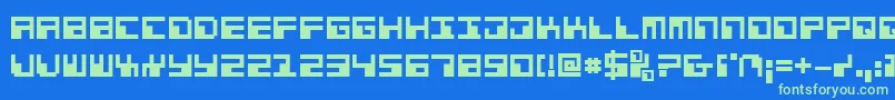Phaserbankb-Schriftart – Grüne Schriften auf blauem Hintergrund