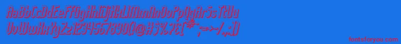 LadyIce3DItalic-Schriftart – Rote Schriften auf blauem Hintergrund