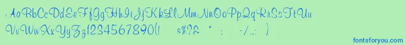 WeddingInvitation3 Font – Blue Fonts on Green Background