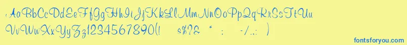 WeddingInvitation3 Font – Blue Fonts on Yellow Background