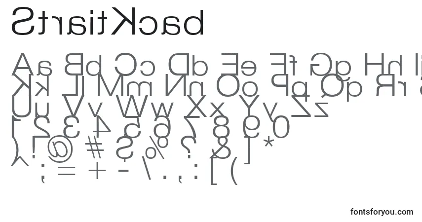 Czcionka StraitKcab – alfabet, cyfry, specjalne znaki