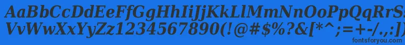 Fonte DejavuSerifCondensedBoldItalic – fontes pretas em um fundo azul