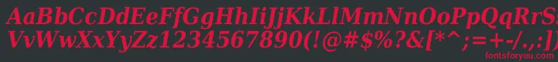 フォントDejavuSerifCondensedBoldItalic – 黒い背景に赤い文字