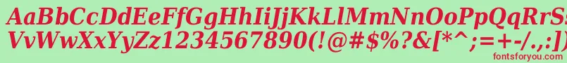 DejavuSerifCondensedBoldItalic Font – Red Fonts on Green Background