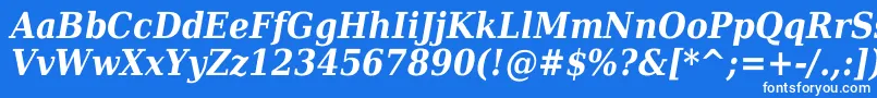 Czcionka DejavuSerifCondensedBoldItalic – białe czcionki na niebieskim tle