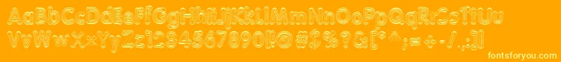 Teazer-Schriftart – Gelbe Schriften auf orangefarbenem Hintergrund