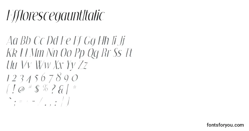 EfflorescegauntItalicフォント–アルファベット、数字、特殊文字