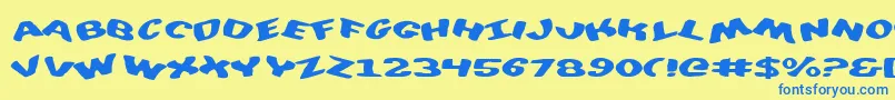 Fonte DiegoconScrambled – fontes azuis em um fundo amarelo