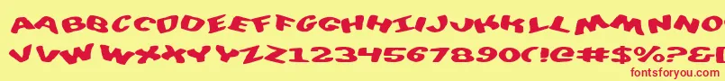DiegoconScrambled-Schriftart – Rote Schriften auf gelbem Hintergrund
