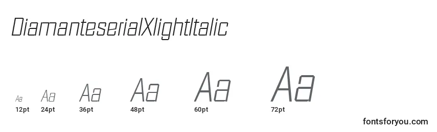 DiamanteserialXlightItalic Font Sizes