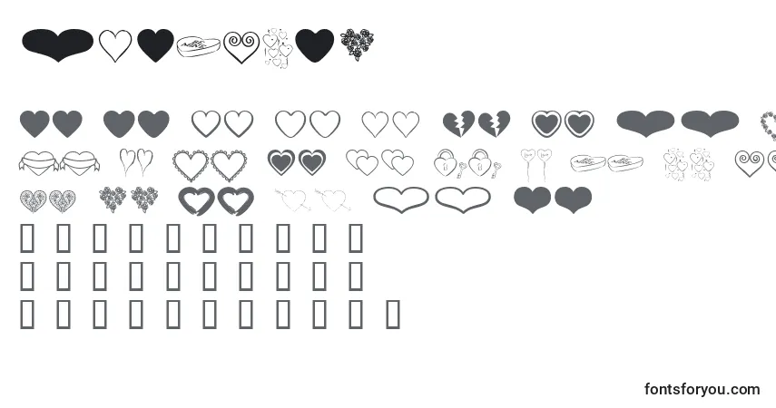 HeartsBv-fontti – aakkoset, numerot, erikoismerkit