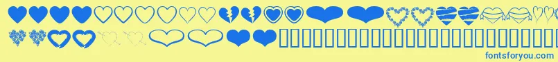 HeartsBv Font – Blue Fonts on Yellow Background