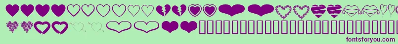 HeartsBv Font – Purple Fonts on Green Background