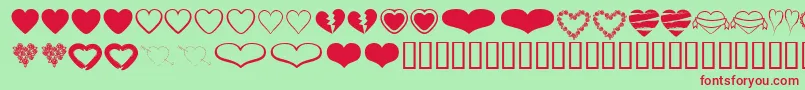 HeartsBv Font – Red Fonts on Green Background