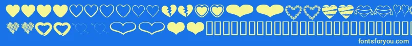 HeartsBv Font – Yellow Fonts on Blue Background