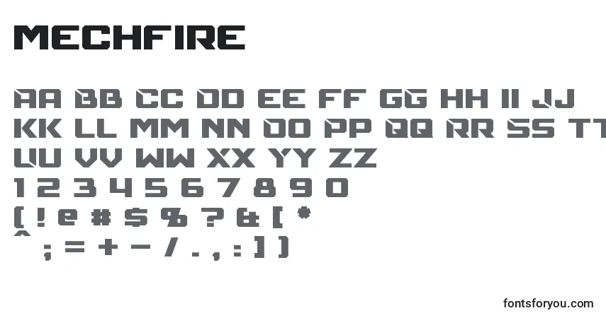 Schriftart Mechfire – Alphabet, Zahlen, spezielle Symbole