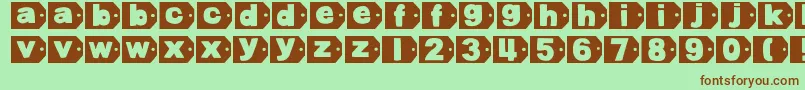 DjbTaggedAgain-fontti – ruskeat fontit vihreällä taustalla