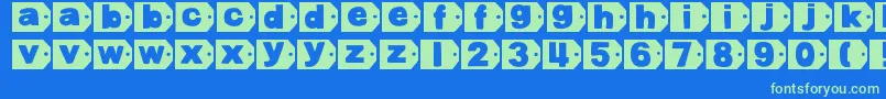 DjbTaggedAgain Font – Green Fonts on Blue Background