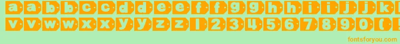 フォントDjbTaggedAgain – オレンジの文字が緑の背景にあります。