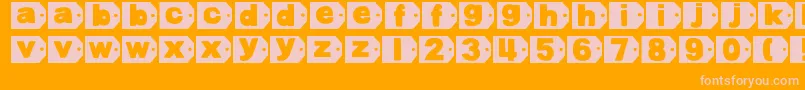 DjbTaggedAgain-fontti – vaaleanpunaiset fontit oranssilla taustalla