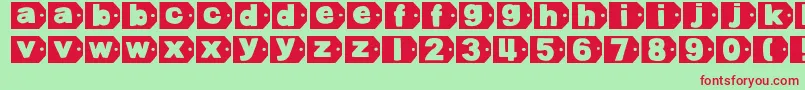 DjbTaggedAgain-fontti – punaiset fontit vihreällä taustalla