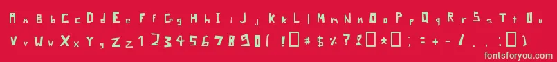 フォントPixelSignboardRegular – 赤い背景に緑の文字